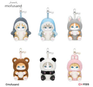 Original Mofusand Shiny Shark Cat Plush Keychain Blind Box – Brown Cat Soft Vinyl Doll Gift
