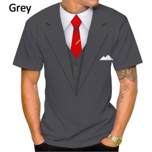 Men and Women Casual Short-sleeved Tuxedo Bow Tie Shirt Tops New Fashion Summer Suit 3D Printed T-shirt S-5XL