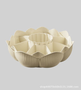 Multi-functional Kitchen Dish - Draining Basket Hot Pot Plate Vegetable Platter 35CM Diameter 12.5CM Height Cream Color Floral Design Kitchenware & Tableware Category.