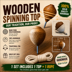 Childhood Toy Wooden Spinning Top and Products
