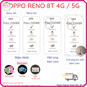 Dán PPF Oppo Reno 8T 4G / 5G loại trong nhám dành cho màn hìnhmặt lưng full viền