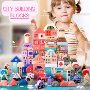 JOYL 115pcs Wooden City Building Blocks