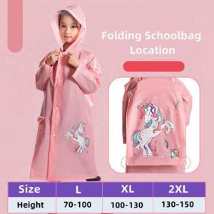 Raincoat for Kids Raincoat for 6 to 12 years old for Boys Girls Childrens Raincoat Student School Backpack Boys and Girls Waterproof Cartoon Korean-Style Lengthened Full Body Kids Soft Poncho High Quality Raincoat