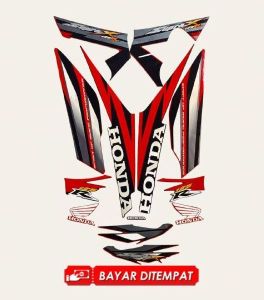 STICKER STRIPING LIS LES BODY MOTOR HONDA SUPRA X 125 R 2006 HITAM MERAH