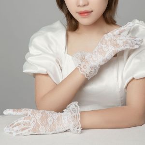 METALIX Floral Womens Lace Gloves Wedding/Party Wrist Length Bride Gloves Elegant Driving Mittens for Dinner Fancy Costume Accessories