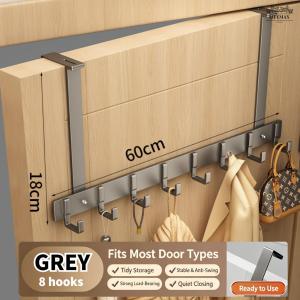 [SG Seller]Multi‑Hook Over‑the‑Door Hanger Adjustable Width Metal Door Back Storage Rack Home Household Organizer