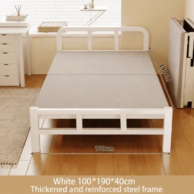 Metal 100/120CM Black/White Foldable Portable Bedroom Folding Single / Single Bed Frame /Folding Bed Compact Folding Bed/Mattress