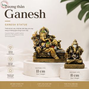 Phụ Kiện Decor Tượng Thần Voi Thailand Sắc Sảo Trang Trí Kệ Sách Bàn Làm Việc 9x11cm