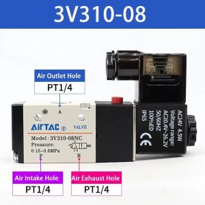 Sacesr Airtac 3V210-08 3V310-10 Solenoid Valve (3/2 Way)  Normally Closed / Normally Opened Control Valve 220V/24V 8N6Y2