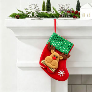 Christmas Decorations Stockings Small Size Santa Snowman Socks Candy Gift Bags Glitter Sequin Xmas Tree Hanging Ornament Pendant Sock Bag For Christmas Holiday Home Decor 2026