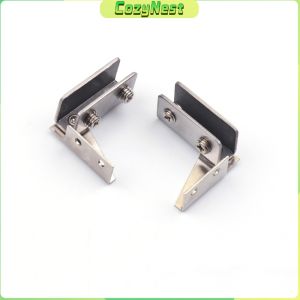 C.N. Non-perforated Glass Door Hinge Set Stainless Steel Clip On For Wine Display Cabinet Shower Door Mirror Silver Black