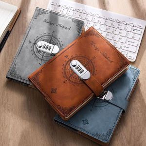LANCE 200-Page Password Notebook Stationery Diary Book Travelers Journal Thickened Stain Resistant A5 Notebook With Lock Student