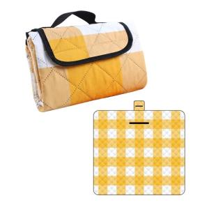 Plaid-Pattern Ultralight Picnics Mat Pad 3-Layers Picnics Blanket Outdoor Camping Beachs Blanket Waterproof & Sandproof