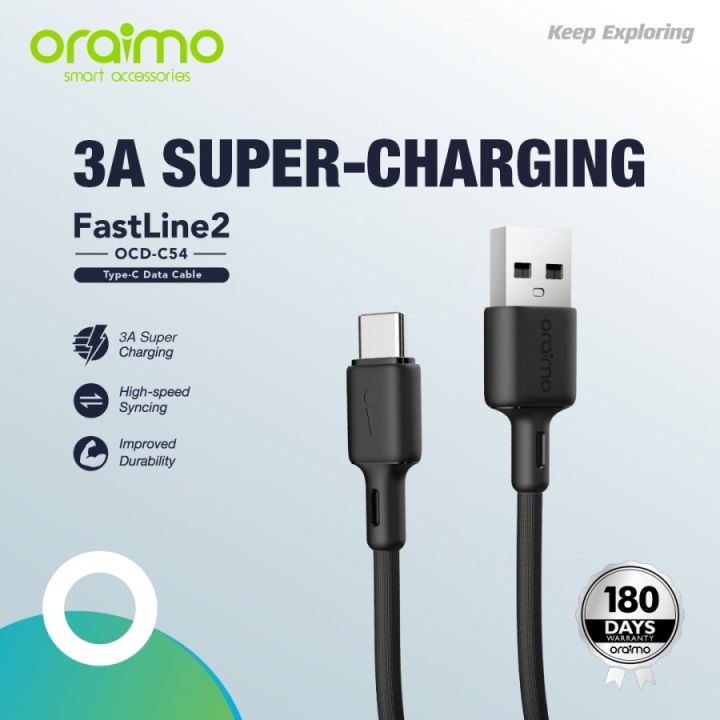 Oraimo Fastline 2 Kabel Data Type C 3A Fast Charging 1M - OCD-C54