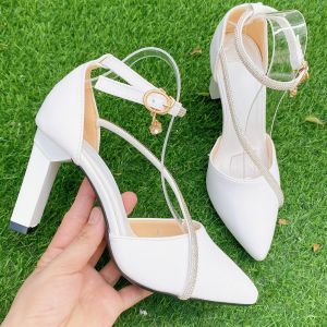 GIÀY BÍT MŨI DÂY ĐÁ CHÉO 85CM trắng