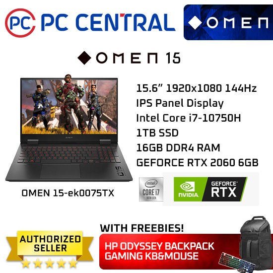 HP Omen Gaming Laptop 15-EK0075TX (15 inch, i7-10750H, 16GB