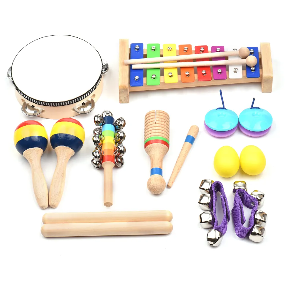 13 PCS Kids Musical Instruments Toys with Carry Bag Colorful
