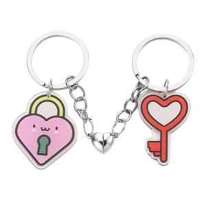 Creative Acrylic Couples Key Chain Heart-Shaped Lock Keyring Pendant Bag Charm Gift for Valentines Day Or Anniversary