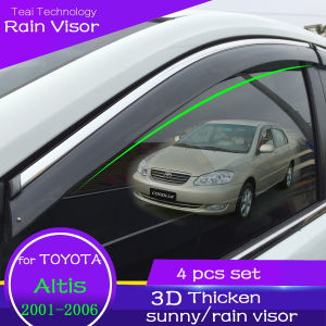 Rain visor For Toyota Corolla Altis 2001 2002 2003 2004 2005 2006 door Window 4PCS sun Visor Chrome trim Vent Shades Sun Rain Deflector Guard car accessories