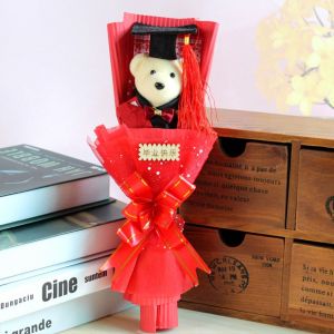 DECORATE X Cartoon Graduation Bouquet Bear Animal Bowknot Wedding Party Decor Stunning Lovely Bear Plush Toy Valentines Day