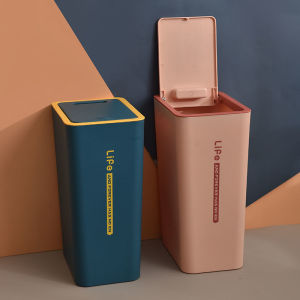 ReTouch 211-815 High Tech Trash Bin Plastic Pressed Type Thick Sturdy Trash Can for Kitchen Bathroom Office