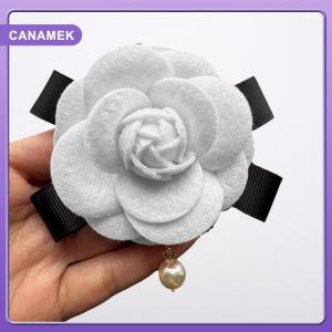 【CANAMEK】 Elegant Women Girls Fashion Clothing Plaid Camellia Brooches Badges Classic Lady High Quality Partgy Wedding Pins Accessories