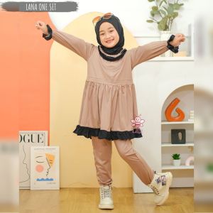 Lana one set - Little Bee Boutique - set muslim anak 1 tahun - set muslim anak perempuan - setelan busana muslim anak - outfit anak muslim - outfit anak perempuan - baju muslim balita perempuan