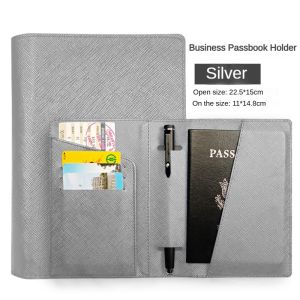 I know Korean Style Multi-Color Cross Texture PU Passport Holder with Pen Slot and Multiple Card Slots