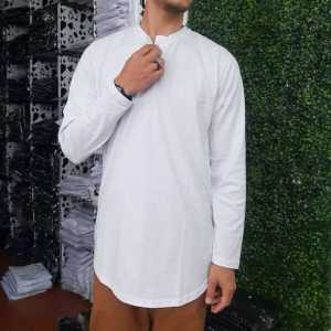 Baju Koko Kurta Pria Pakistan Lengan Panjang Bahan Katun Premium Abu Muda
