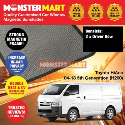 Toyota Hiace 2004-2020 5th Generation (H200) Customised Commericial Van Accessories Window Magnetic Sunshades 2 Pieces (Best Compliment with Car Window Solar Film Tint)