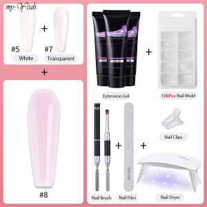 Myyeah 8ชิ้น/เซ็ตศิลปะเพ็นท์เล็บกันแดด Builder เล็บ Quick ต่อเล็บสติ๊กเกอร์เล็บรูปแบบสี UV Slice แปรงเล็บ DIY ชุดดูแลเล็บมือ