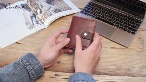 CONTACTS Genuine Leather RFID Vintage Wallet Men With Coin Pocket Short Wallets Small Zipper Wallet With Card Holders Man Purse2026