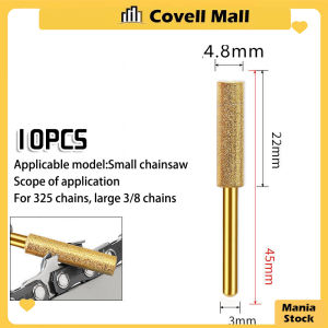 10PCS 4.8mm Diamond Chainsaw Sharpener Burr grinding stone file Chain Saw Drill Bits for Dremel Echo Poulan Gasoline/Electric Chain Saw
