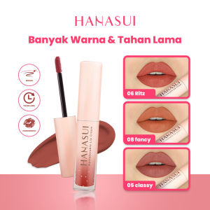 BPOM Hanasui Velvet Matte Mattedorable Lipstick Liquid Lip Cream Double Moisturizing Pigmented No Transfer No Cracking 12H Lasting