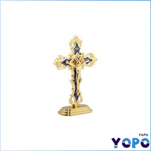 YoPo Standing Crucifix Saint Benedict Metal Crucifix Cross Ornament Decoration Car and Office