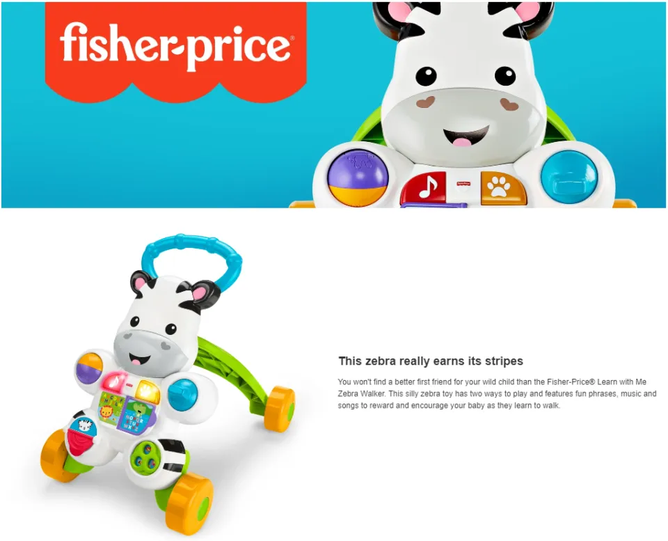 Fisher-Price Learn With Me Zebra Walker Musical Infant Walking Toy