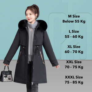 Hitchie -15Deg Women Long Thick Hoodie Winter Down Jacket Woman Fleece Baju Sejuk Tebal Parka Korean Windproof 冬天外套羽绒服女