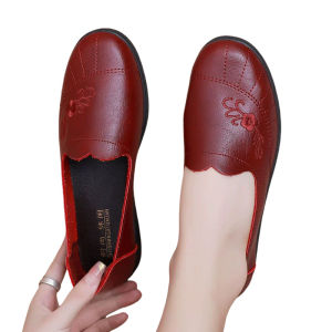 Free Shipping Spring And Autumn New Collection: Bow-Tie WomenS Shoes Comfortable Flats For Middle-Aged And Elderly Women Non-Slip Flat Leather Shoes