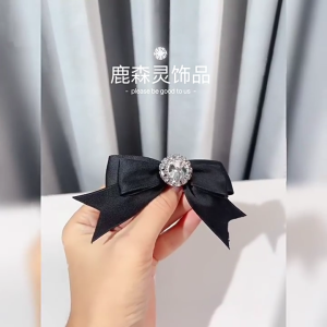 Lấp lánh màu đen thắt nơ trâm cài phụ kiện thời trang cà vạt áo len Trâm thích hợp cho tiệc cưới và tốt nghiệp