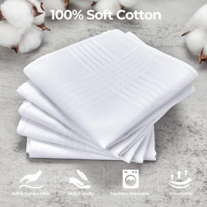 12PCS Soft Cotton White Hankie Handkerchief Large Classic Handkerchiefs White Classic Pocket Hankies