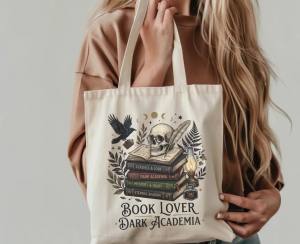 Dark Academy Tote Bag Book Lover Tote Bag Literary Lover Fantasy Reader Tote Bag Bookish Tote Bag Dark Academy Book Lover Bookoholic