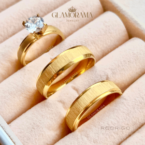 Glamorama Couple Rings: "Rodrigo" Engagement & Wedding Ring Set