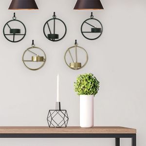 XUNJIE Nghệ thuật sắt Giá nến hình học Dễ lau chùi Thiết kế thời trang Giá treo tường kim loại hình tròn Đơn giản Bền Đèn trà treo tường Phòng khách