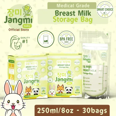 Jangmi Baby Breast Milk Storage Bag 250ml 8oz 30 packs for Breastmilk BPA Free and Medical Grade