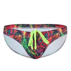 CLEVER-MENMODE Mens Low Waist Lace-up Fashion Printed Beach Pants New Swim Trunks European Size