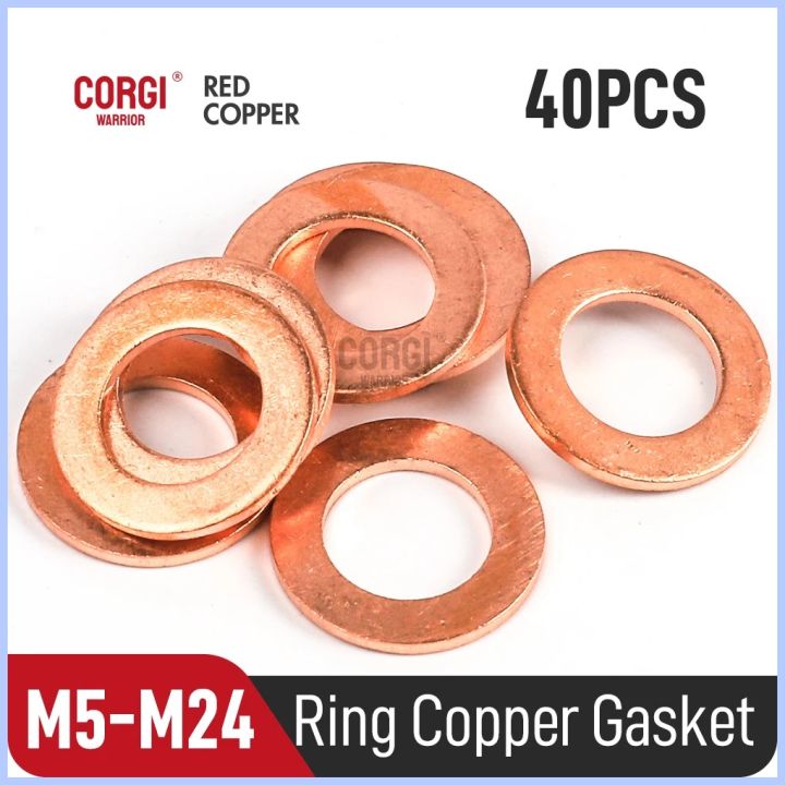 [BKN GFKGH HJGL 178] M5 M6 M8 M10 M12 M14 M16 M18 M20 M22 M24 8-40P Copper Metric Flat Crush Sealing Washers 24 sizes Boat Red Brass Seal Ring Gasket