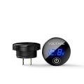 Meter Volt Paparan LED Kereta, Meter Voltan Paparan Digital DC 5-48V dengan Suis Skrin Sentuh Meter Volt Panel Bulat Digital untuk Motosikal Kereta Lori Bot, Biru. 
