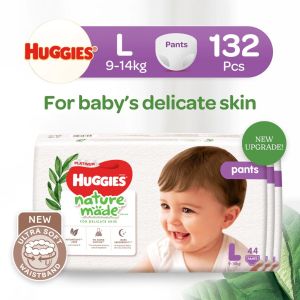 [1 Carton] Huggies Platinum Naturemade Pants L