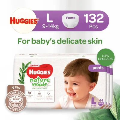 [1 Carton] Huggies Platinum Naturemade Pants L