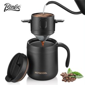 BINCOO Coffee Filter 304 Stainless Steel  Double-layer Drip Coffee Dripper Foldable Tea Infuser Mesh Paperless Portable Holder